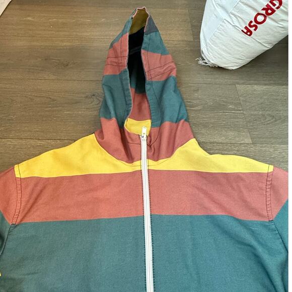 Zara Mens Striped Hoodie Color Block Jacket Warm Winter Casual Relexed  Sz XL - Picture 5 of 8